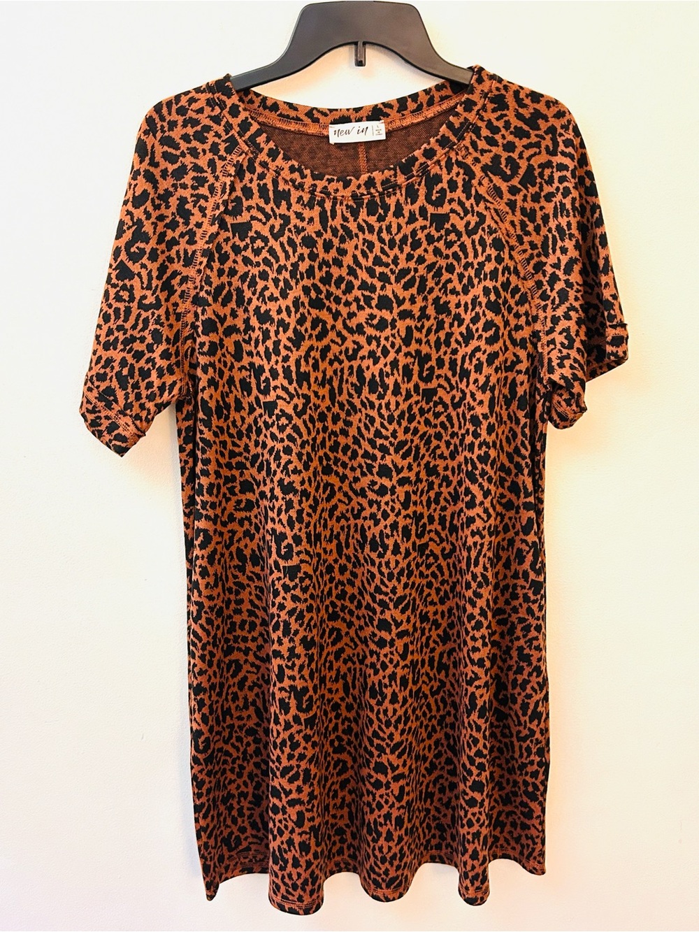 New In animal print babydoll mini dress size large